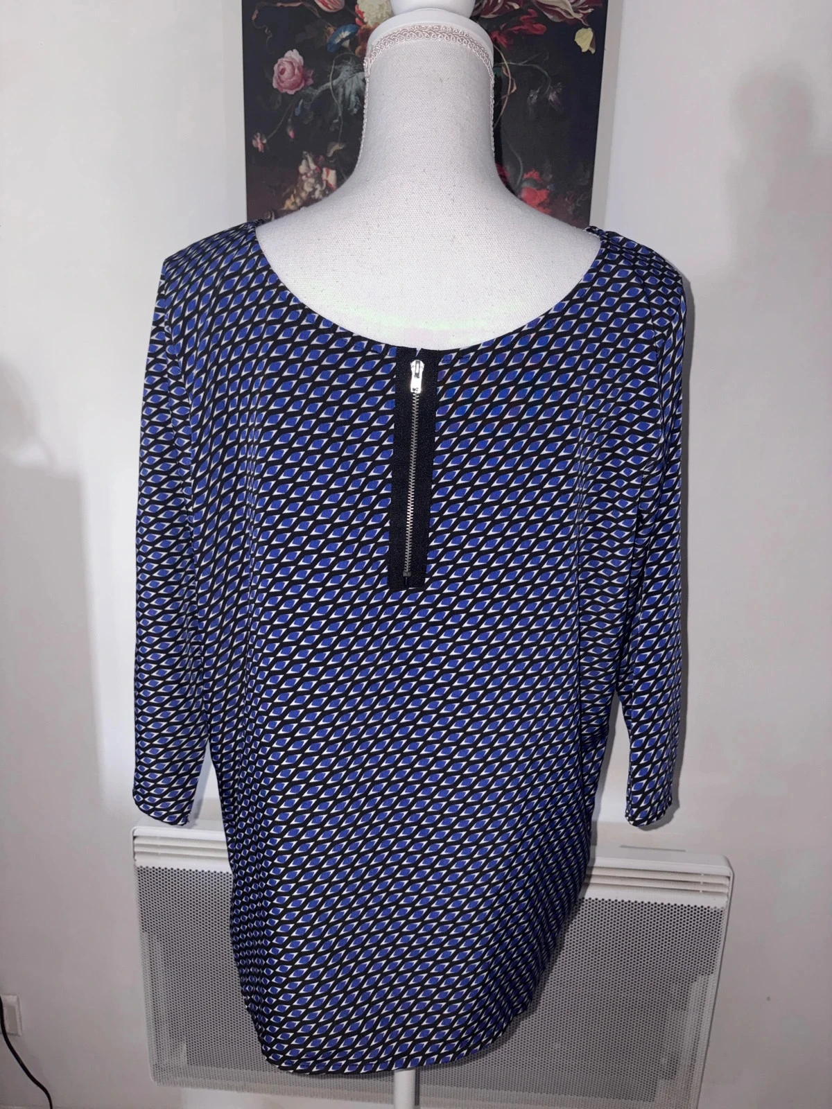 Blue and black 3/4 sleeve blouse U Collection size XXL / 44 – photo 3